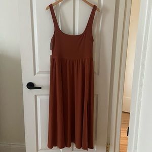 Aritzia rust midi slit dress // New with tags